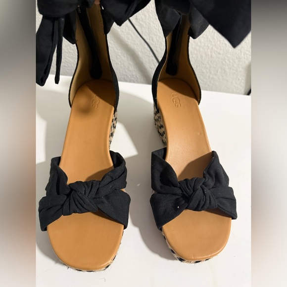 UGG Black and Tan Wedge Sandals - Picture 3 of 7